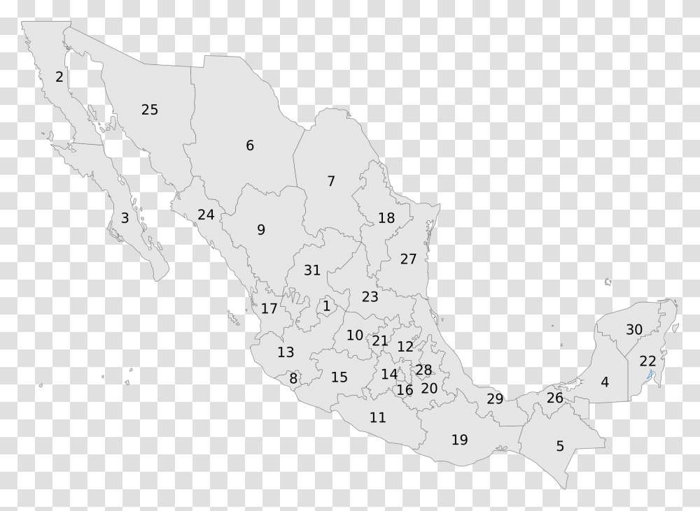 Map Of Mexico States Numbered Download Map Of Mexico States Numbered, Diagram, Atlas, Plot, Person Transparent Png