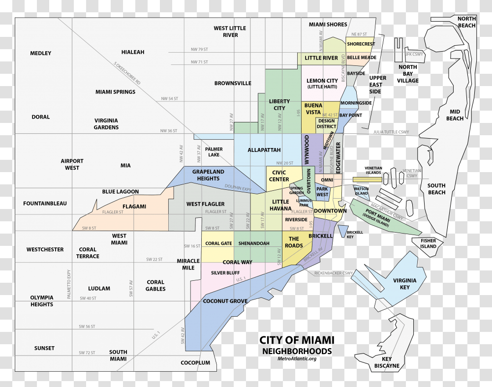 Map Of Miami Neighborhoods, Menu, Plot, Diagram Transparent Png