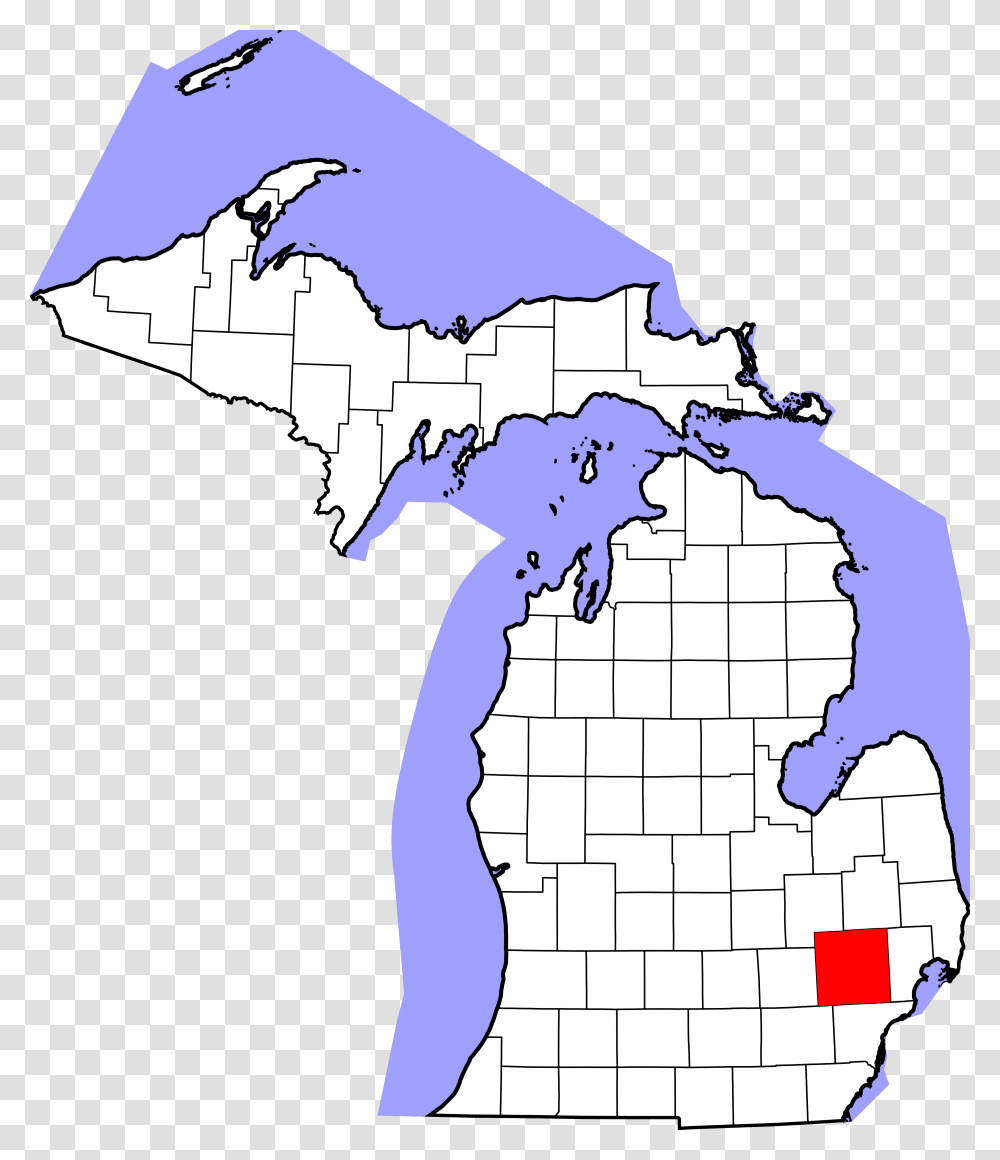 Map Of Michigan Highlighting Oakland County, Plot, Diagram, Atlas Transparent Png