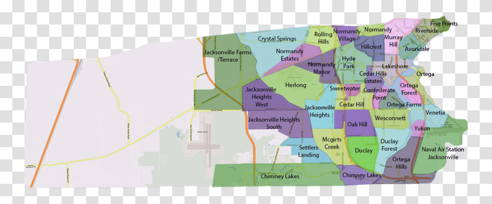 Map Of Neighborhoods Within The Westside Area Of Jacksonville Westside Jacksonville Area Map, Plot, Vegetation, Diagram, Atlas Transparent Png