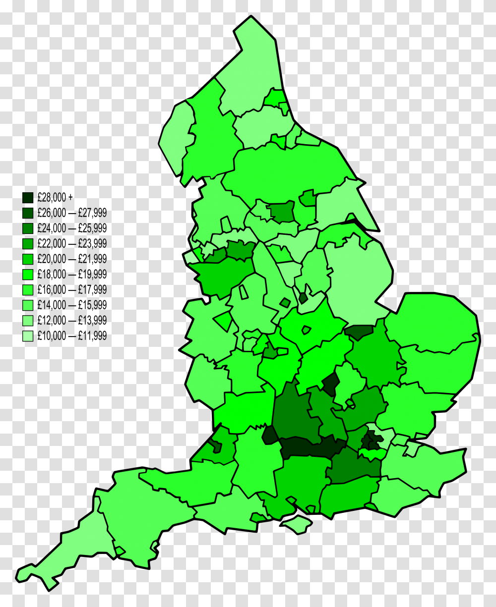 Map Of Nuts 3 Areas In England By Gva Per Capita Gdp Per Capita Uk Map, Plot, Diagram, Atlas, Outdoors Transparent Png