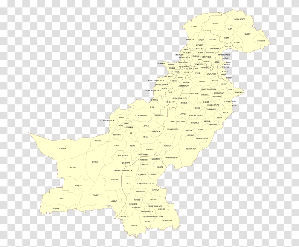 Map Of Pakistan With Districts, Diagram, Atlas, Plot Transparent Png