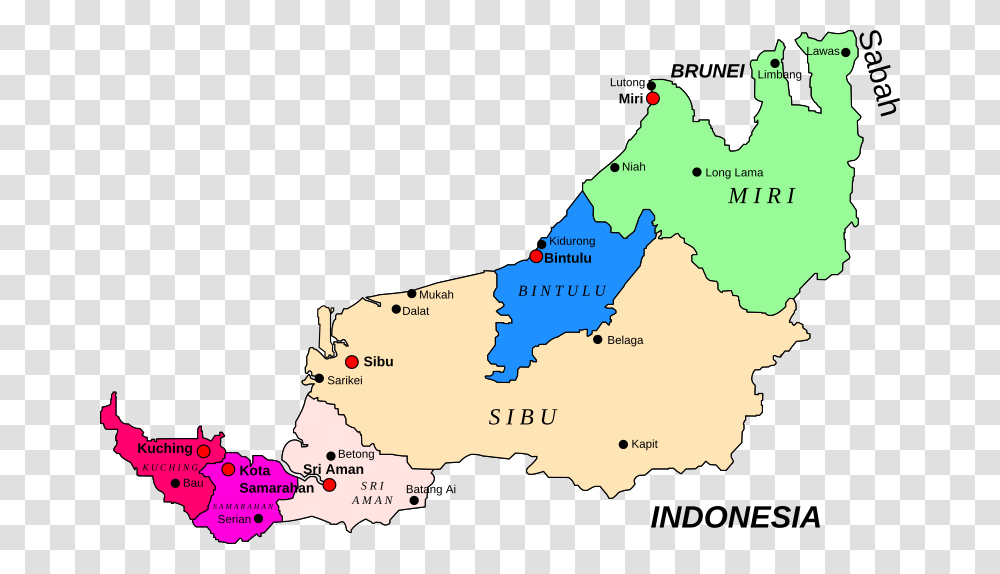 Map Of Sarawak Malaysia Sarawak State, Diagram, Plot, Atlas, Poster Transparent Png