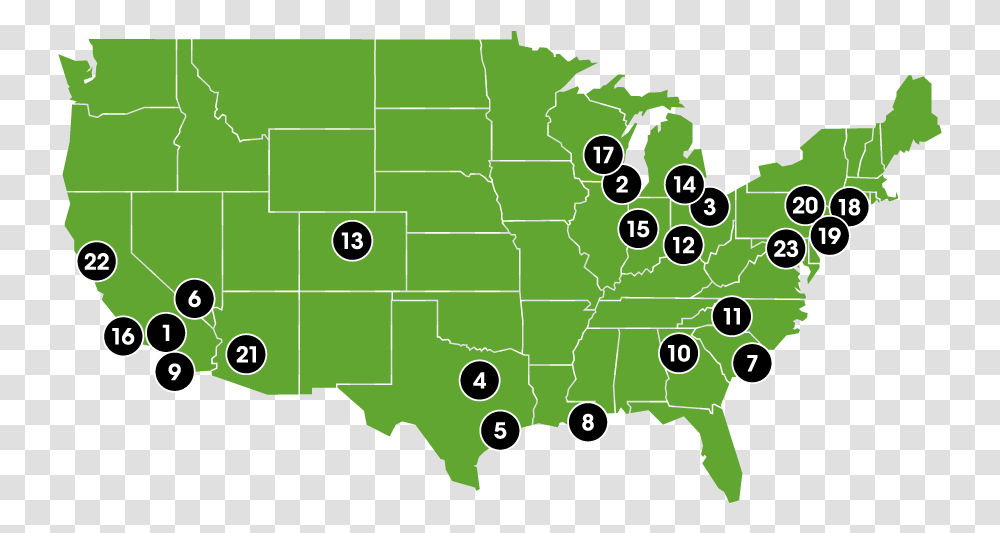 Map Of Skip The Line Venues In The United States Modern Map Of Usa, Diagram, Plot, Green Transparent Png