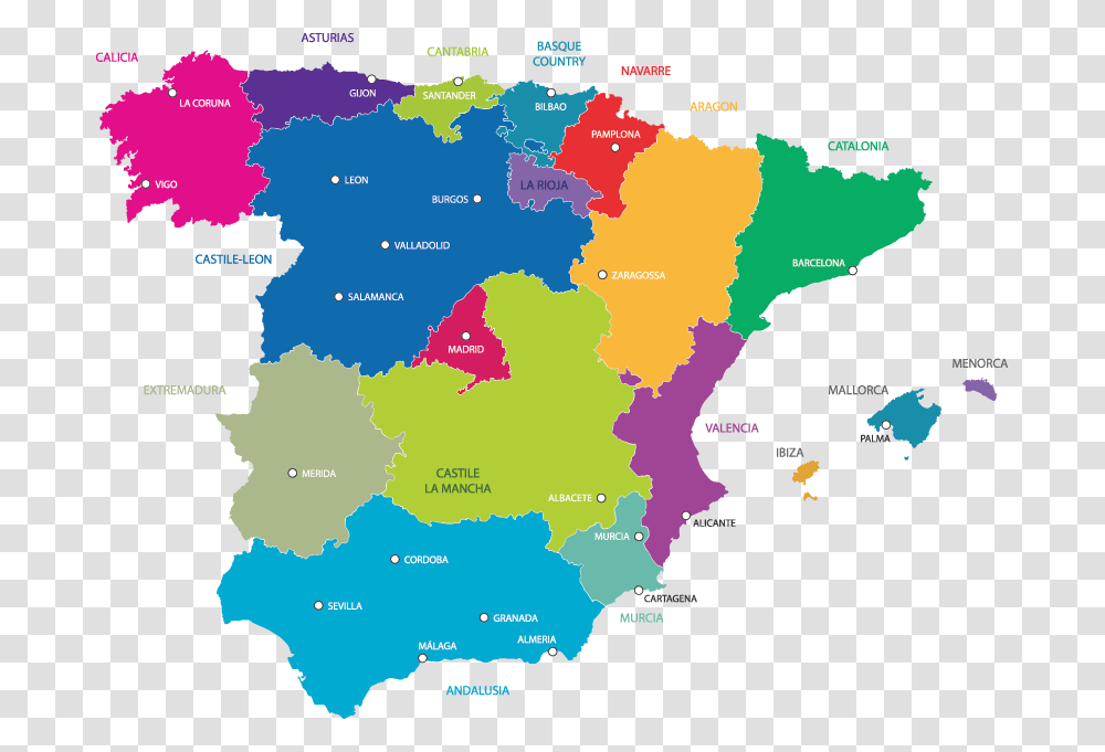 Map Of Spain, Diagram, Atlas, Plot, Poster Transparent Png