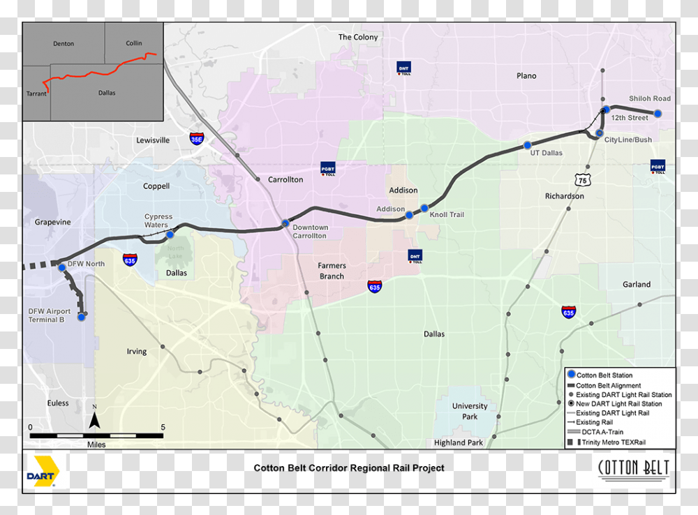 Map Of The 42 Km Cotton Belt Commuter Rail Line Atlas, Plot, GPS, Electronics, Diagram Transparent Png
