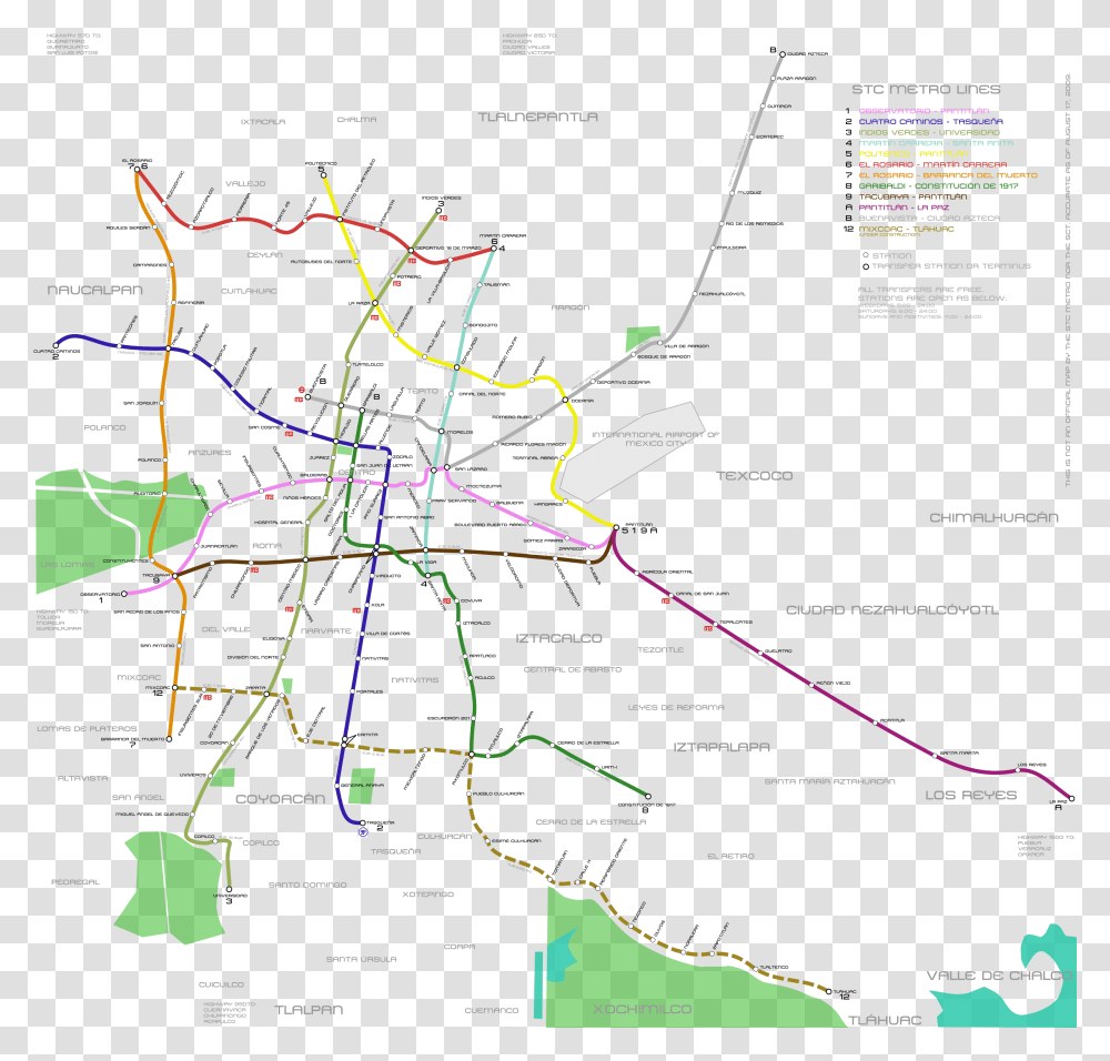 Map Of The Stc Metro Of Mexico City Atlas, Plot, Diagram, Nature, Outdoors Transparent Png