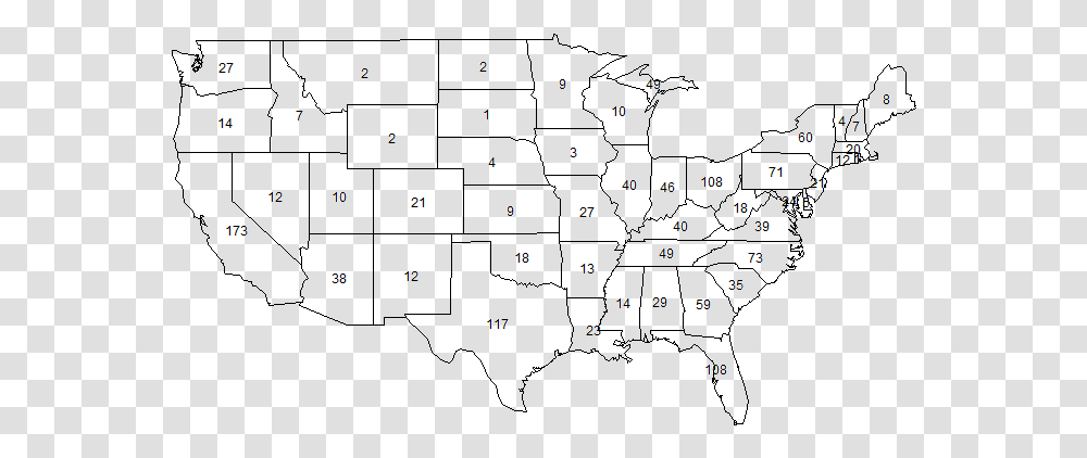 Map Of The United States With Numbers, Plot, Diagram Transparent Png