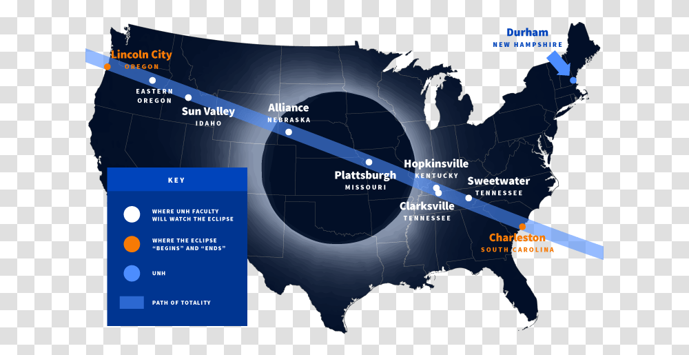 Map Of Us Showing Where Unh Faculty Will Be Watching Usa Country Map, Nature, Outdoors, Mountain, Astronomy Transparent Png