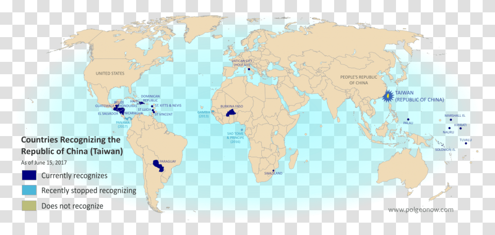 Map Of Who Recognizes Taiwan In June Countries That Recognize Taiwan Map, Plot, Diagram, Outer Space, Astronomy Transparent Png