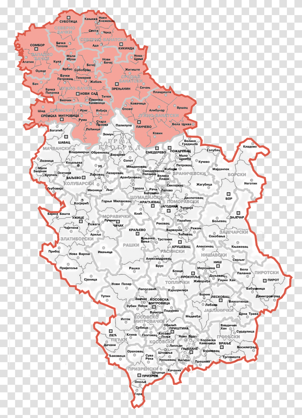 Map Showing Location Of Vojvodina Wit Serbia Vojvodina Map, Diagram, Atlas, Plot Transparent Png