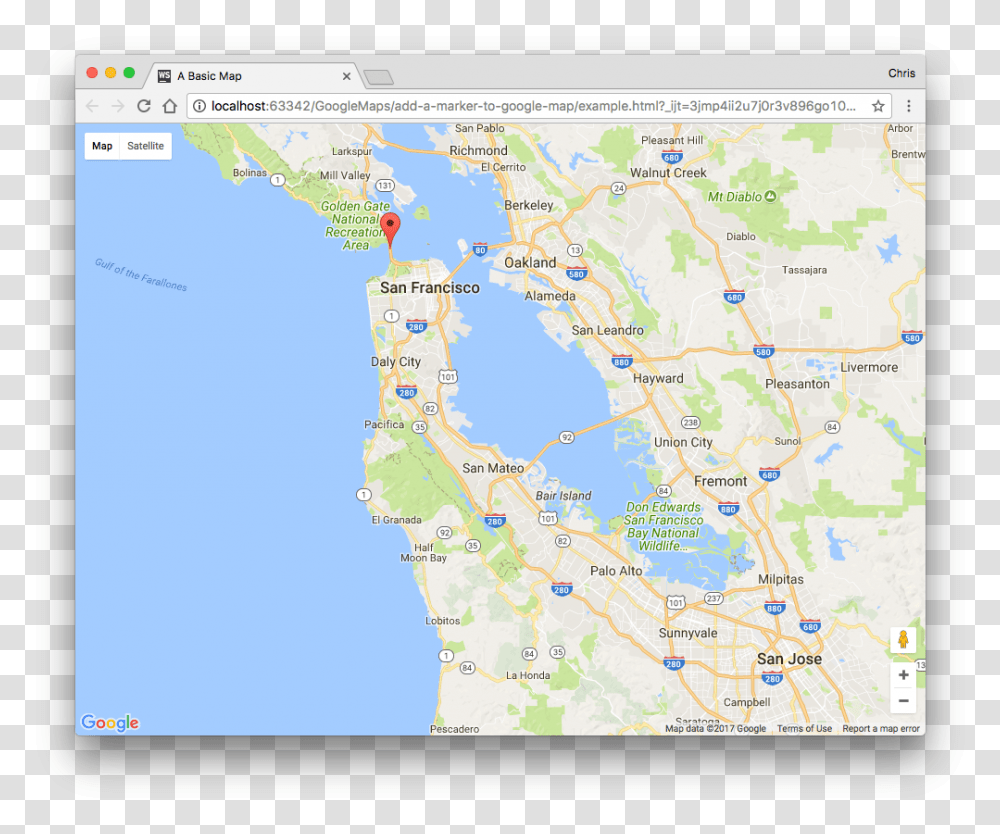 Map With A Marker On The Golden Gate Bridge San Francisco City Boundary, Diagram, Plot, Atlas, GPS Transparent Png