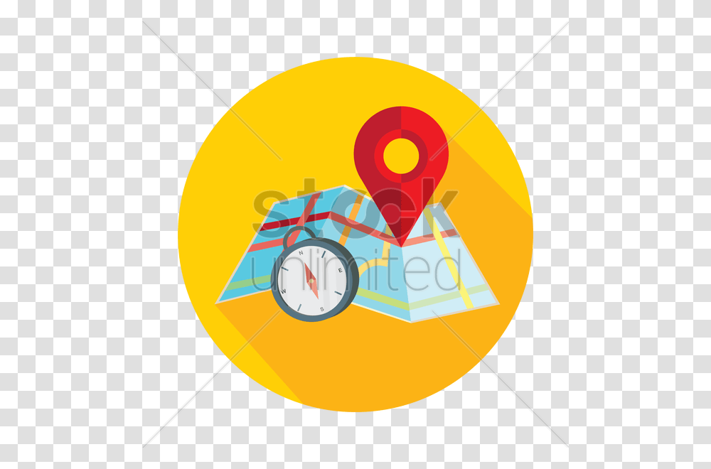 Map With Pin Pointer And Direction Compass Vector Image, Analog Clock, Alarm Clock Transparent Png