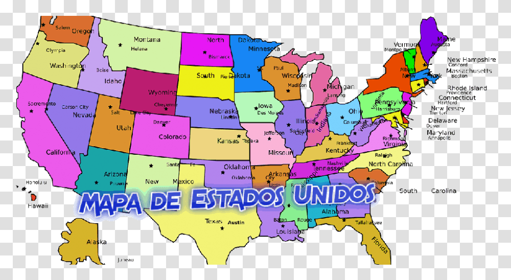 Mapa De Estados Unidos Map, Diagram, Plot, Atlas, Vegetation Transparent Png