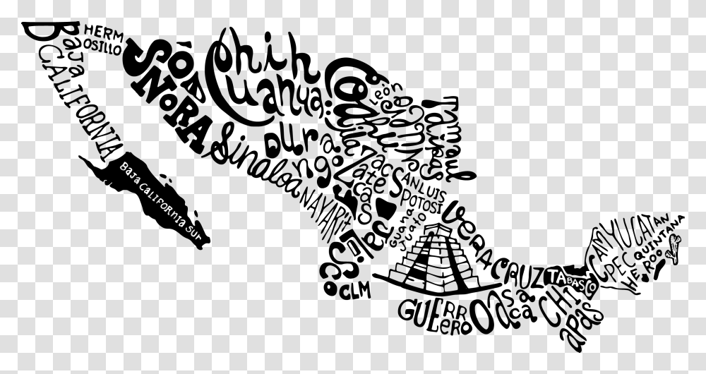 Mapa De Mxico Mapa De La Republica Mexicana, Doodle, Drawing Transparent Png