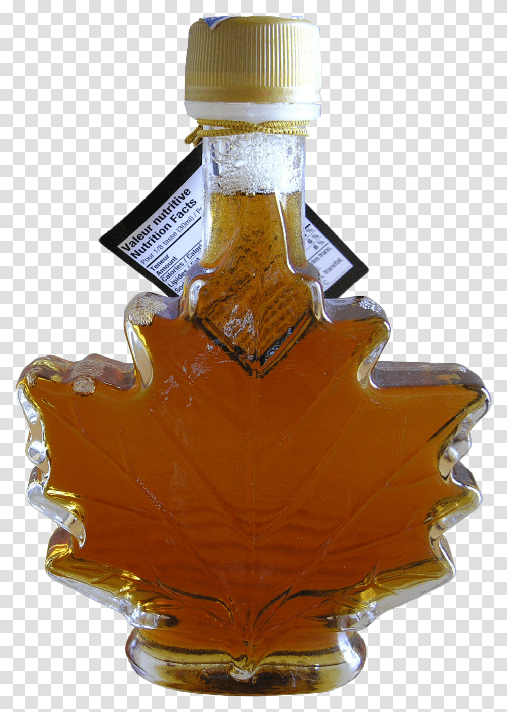 Maple Syrup Bottle Download Glass Bottle, Leaf, Plant, Seasoning, Food Transparent Png