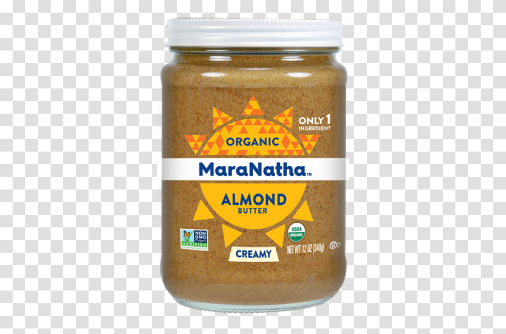 Maranatha Organic Creamy Almond Butter 12 Oz Glass Maranatha Organic Almond Butter, Food, Peanut Butter, Mustard, Beer Transparent Png