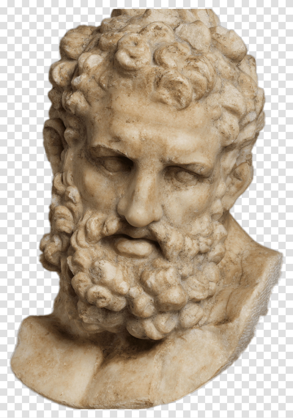 Marble Head Of Heracles, Sculpture, Statue, Figurine Transparent Png