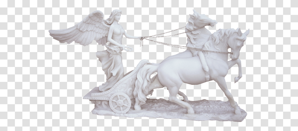 Marble Nike On Chariot Statue, Figurine, Sculpture, Horse Cart Transparent Png