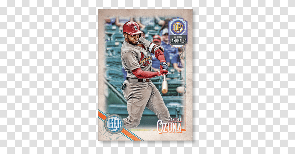Marcell Ozuna 2018 Topps Gypsy Queen Baseball Base College Softball, Person, Advertisement, Poster Transparent Png