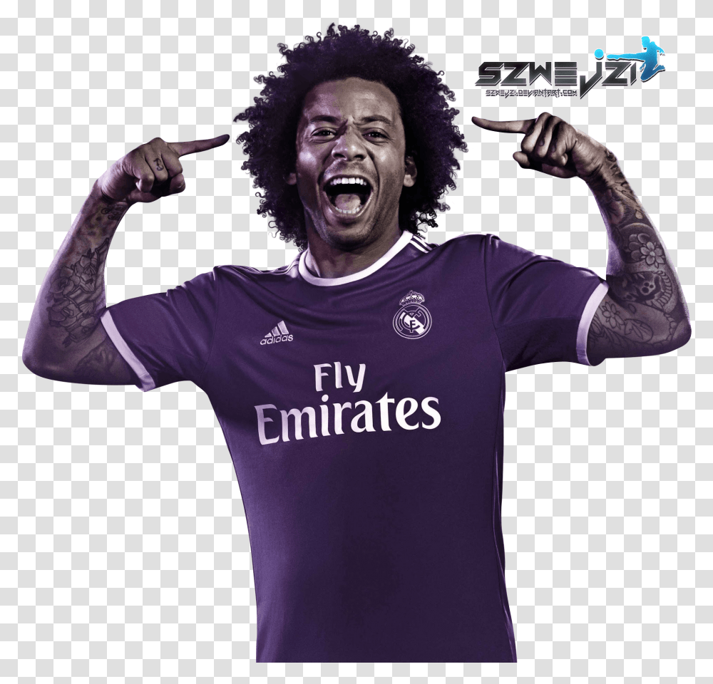 Marcelo By Szwejzi Real Madrid Purple Marcelo, T-Shirt, Apparel, Hair Transparent Png