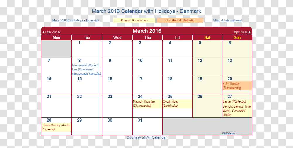 March 2016 Calendar With Dnk Holidays Calendario 2020 Peru Con Feriados, Monitor, Screen, Electronics Transparent Png