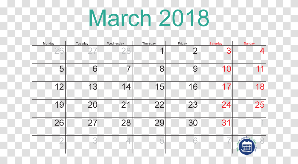 March 2018 Calendar With Holidays Calendario, Scoreboard Transparent Png