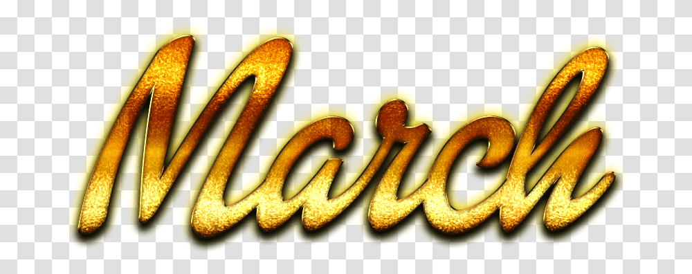 March Golden Letters Name Graphic Design, Food, Light, Neon Transparent Png