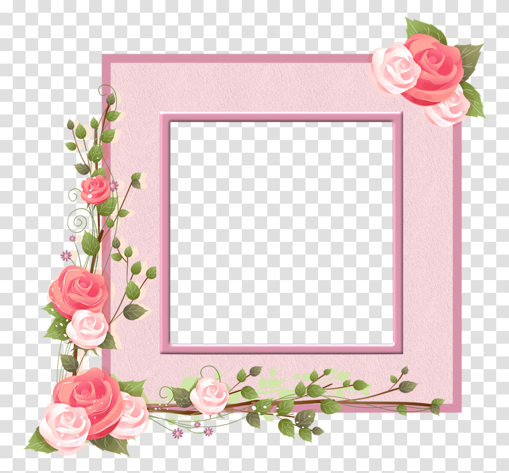 Marco De Flores Pink Flower Corner, Greeting Card, Mail, Envelope, Plant Transparent Png