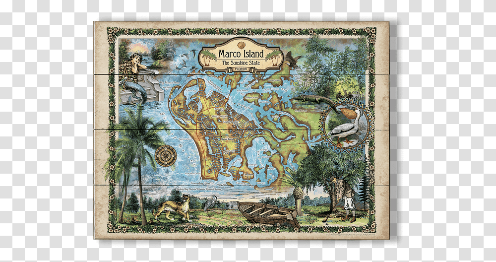 Marco Island Map Old, Painting, Bird, Animal Transparent Png