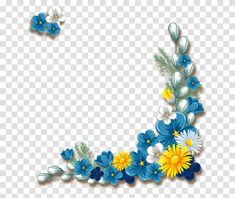 Marcos De Flores Azul Blue Floral Border, Floral Design, Pattern Transparent Png