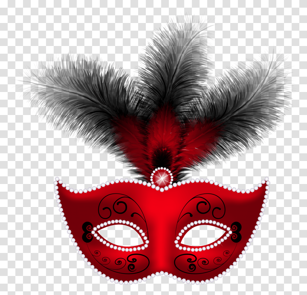 Mardi Ball Carnival Masquerade Gras Mask Feather Clipart Mask With Feather Red Transparent Png
