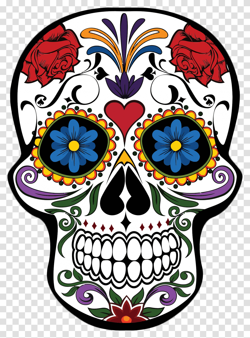 Mardi Flower Skull Calavera Gras Design Floral Clipart Day Of The Dead Skull, Floral Design, Pattern, Doodle Transparent Png