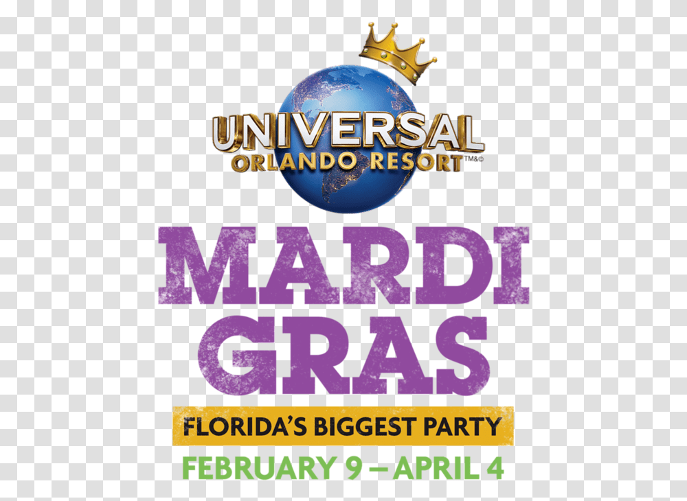 Mardi Gras Logo English Mardi Gras 2019 Universal Studios Orlando, Poster, Advertisement, Flyer, Paper Transparent Png