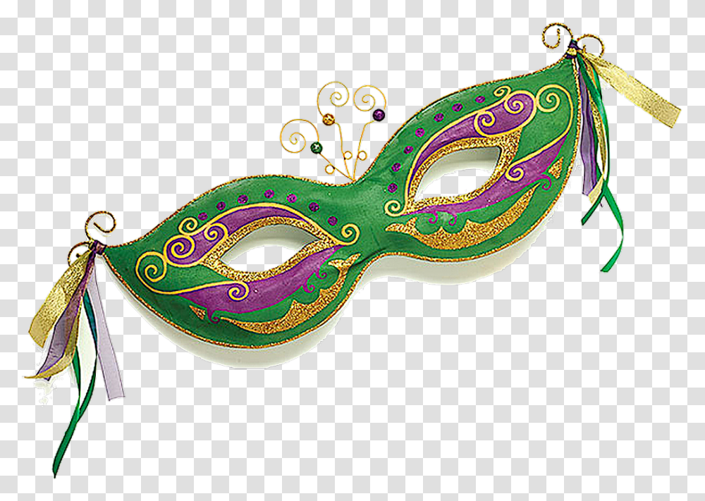 Mardi Gras Mask Wall Hanging Metal Mesh Green 10x27 Mask, Parade, Crowd, Carnival, Snake Transparent Png