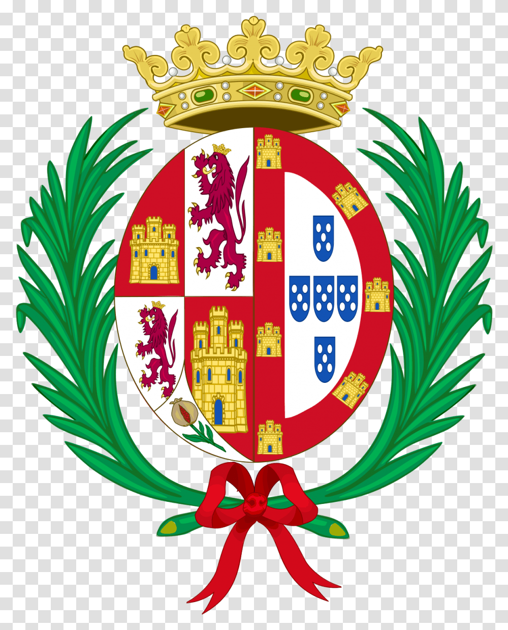 Maria Manuela De Portugalio Coat Of Arms For Of Queen Consort, Logo, Symbol, Trademark, Emblem Transparent Png