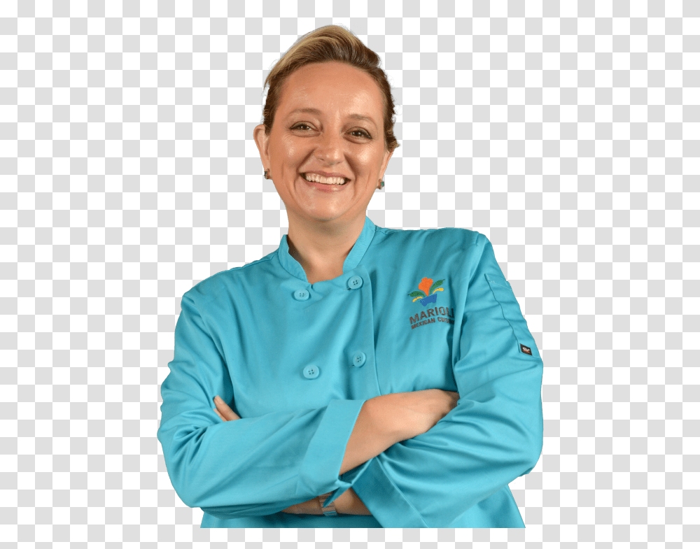 Mariana Oliver In A Marioli Chef Coat Chef, Person, Human, Nurse, Shirt Transparent Png