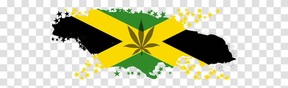 Marijuana And Flag Map Of Jamaica, Leaf, Plant, Poster Transparent Png