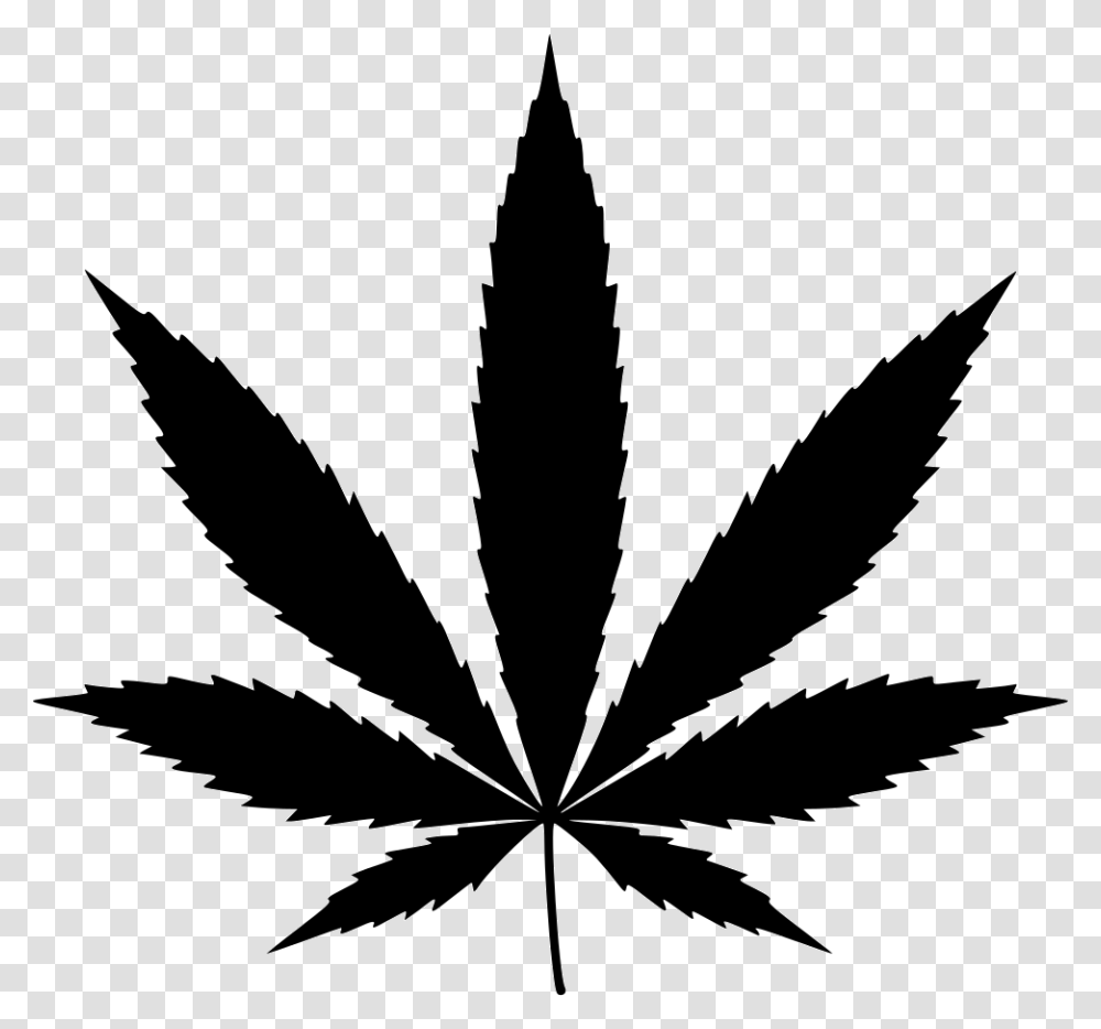 Marijuana Bw Icon Free Download, Leaf, Plant, Silhouette, Stencil Transparent Png