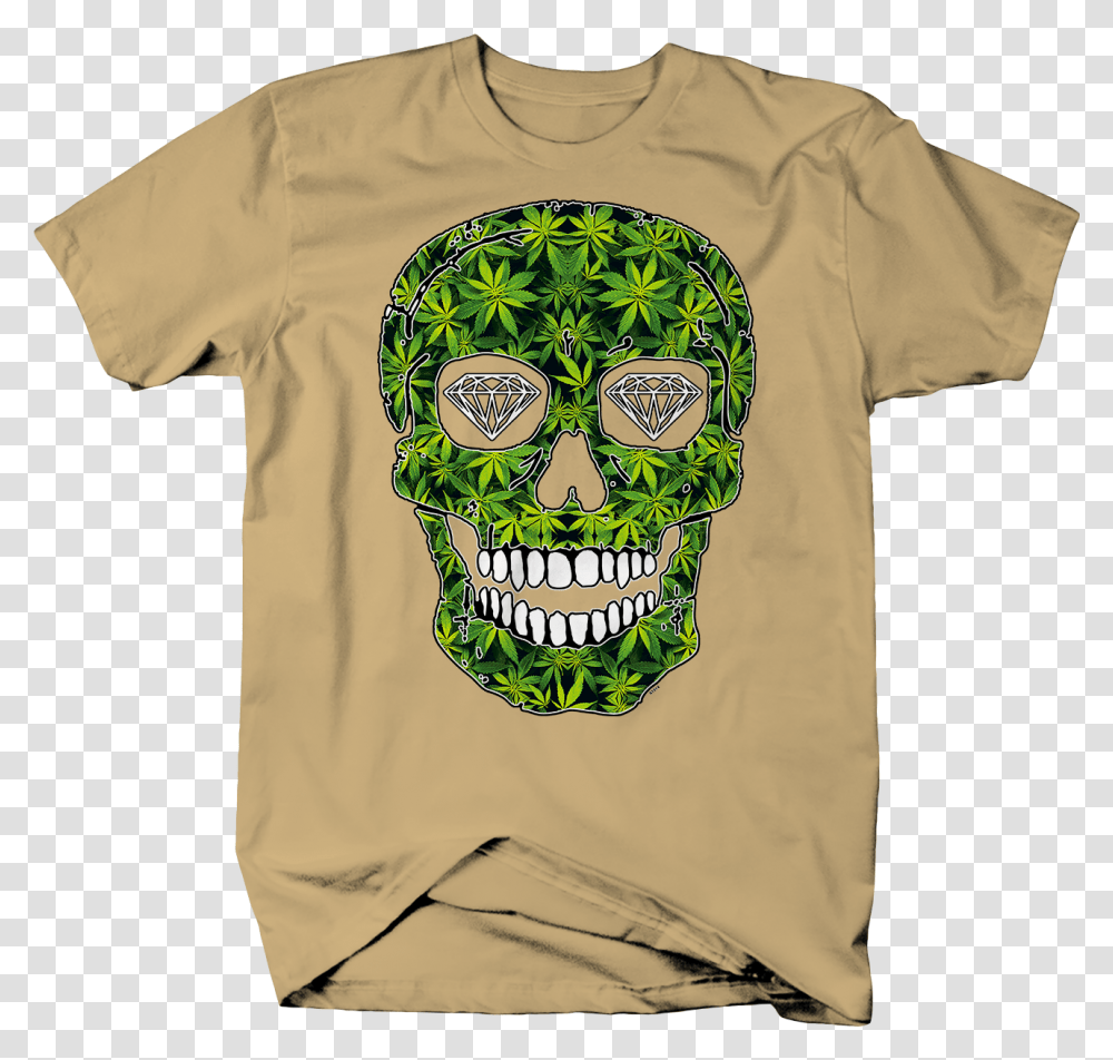 Marijuana Weed Diamond Eyed Skull Chill Vibes 420 Blaze T Shirt, Apparel, T-Shirt Transparent Png