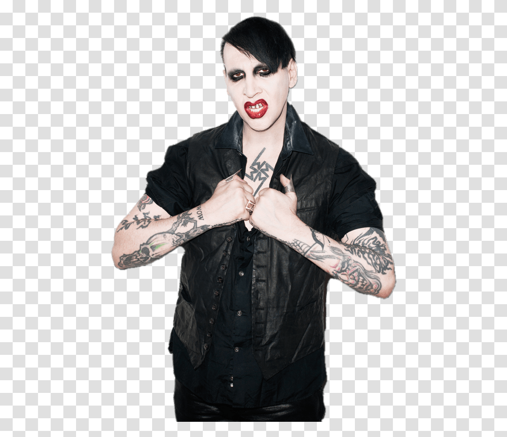 Marilyn Manson Showing Tattoo Marilyn Manson, Skin, Sleeve, Apparel Transparent Png