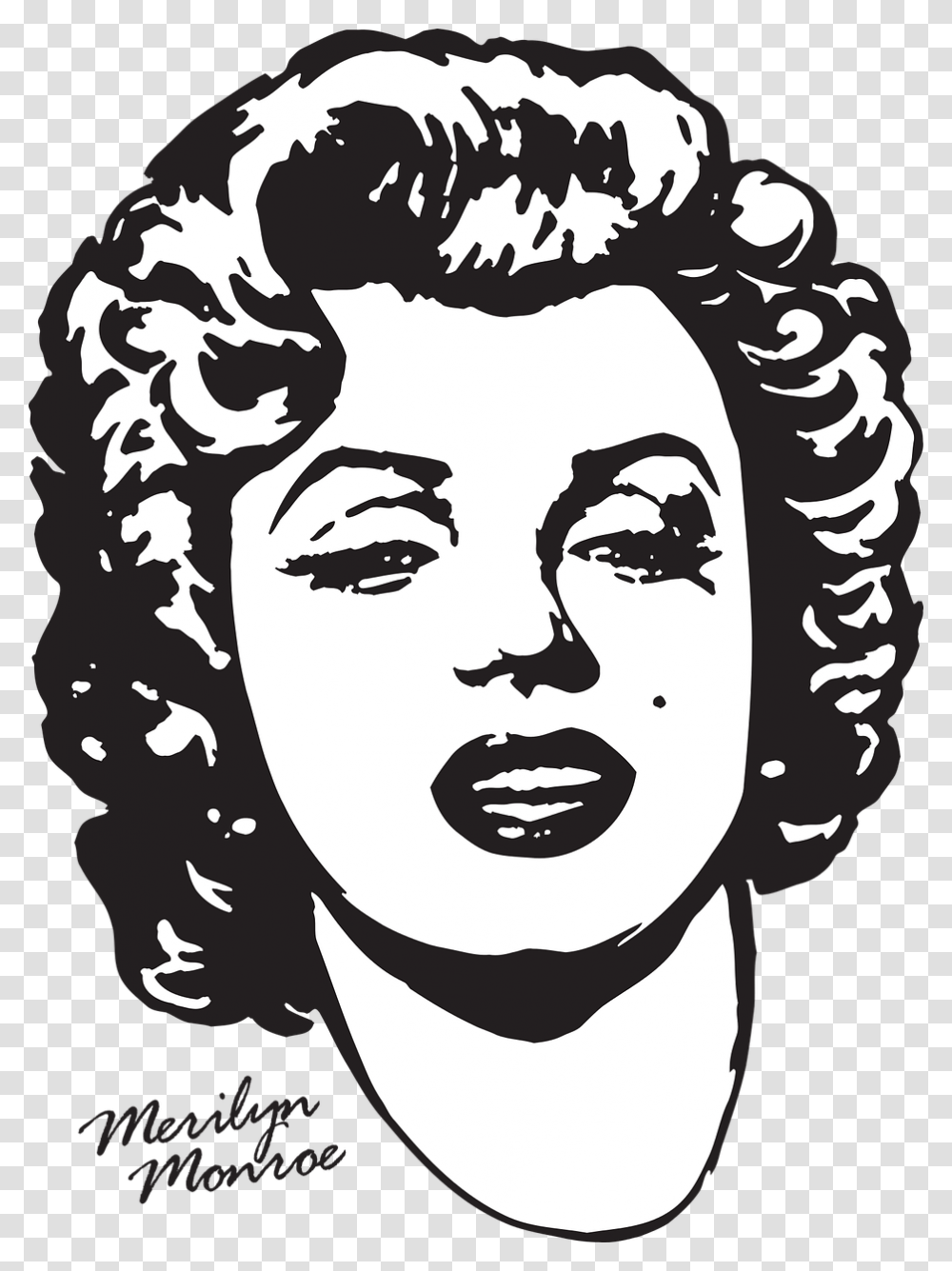 Marilyn Monroe Actor Drawing Clip Art Marilyn Monroe Vector, Face, Stencil, Head, Portrait Transparent Png