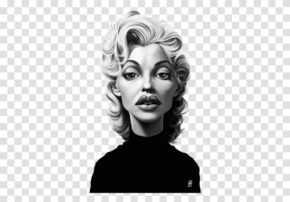 Marilyn Monroe Canvas Print Art Painting Marilyn Monroe Pic In Black And White, Face, Person, Human, Hair Transparent Png