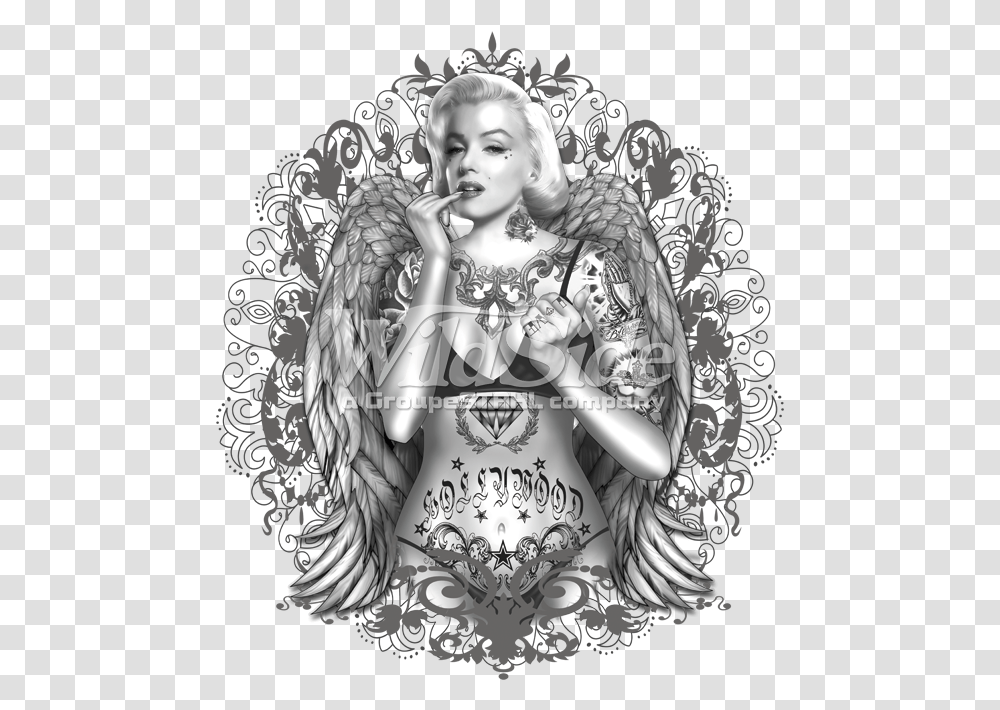 Marilyn Monroe Marilyn Monroe With Tattoos, Angel, Archangel, Person Transparent Png