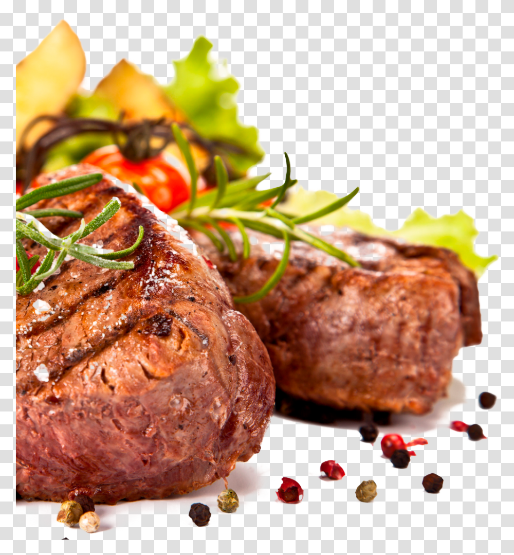 Marinated Steaks With Peppercorns And Fresh Vegetables Train For Mass, Food, Roast, Plant, Meatball Transparent Png