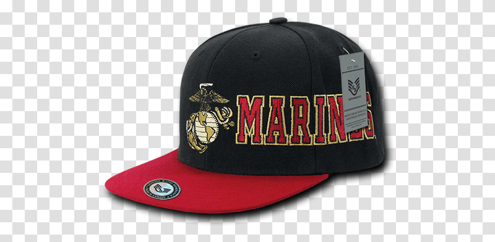 Marines Cap Flat Bill Snap Back Baseball Cap, Apparel, Hat Transparent Png