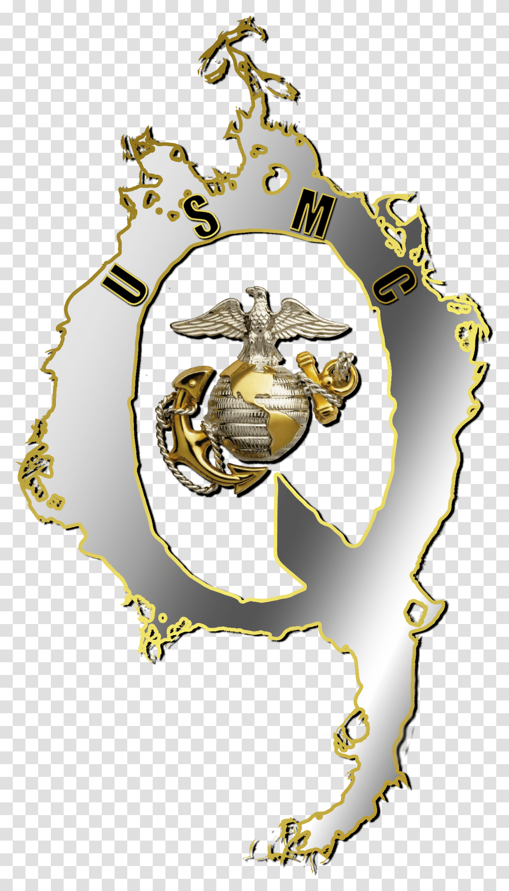 Marines, Logo, Trademark, Gold Transparent Png