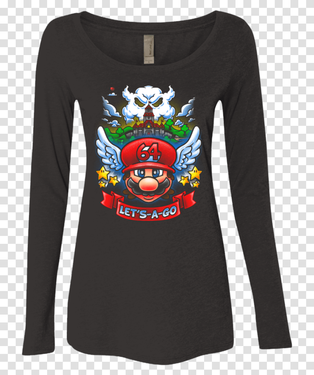 Mario 64 Tribute Women's Triblend Long Sleeve Shirt Long Sleeved T Shirt, Apparel, T-Shirt, Plant Transparent Png