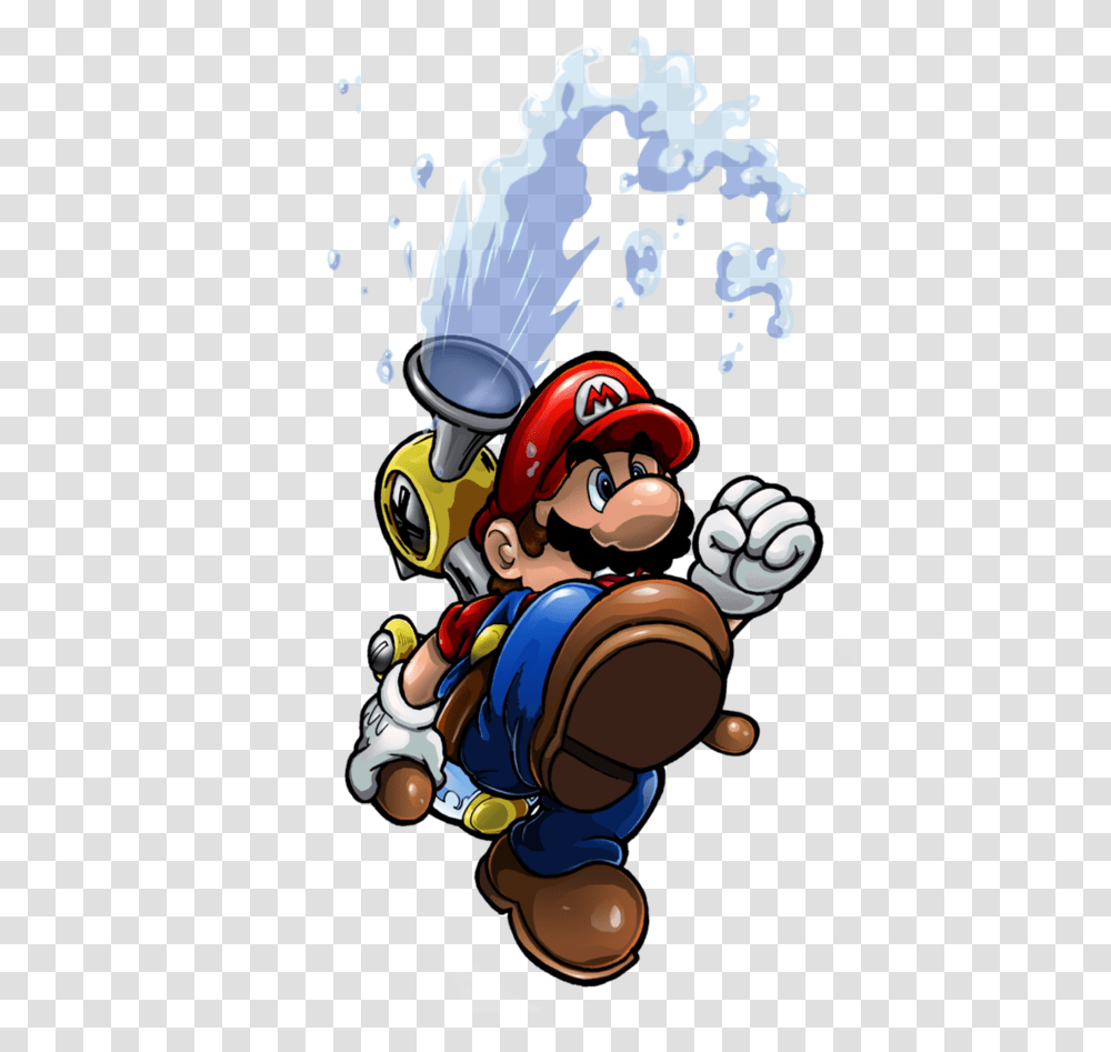 Mario And Fludd Super Mario Sunshine Super Mario Bros Cartoon, Helmet, Apparel, Poster Transparent Png