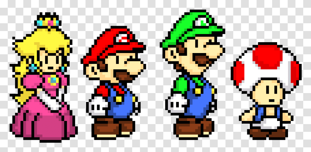 Mario And Luigi Pixel Art Mario Luigi Peach Toad, Super Mario, Pac Man Transparent Png